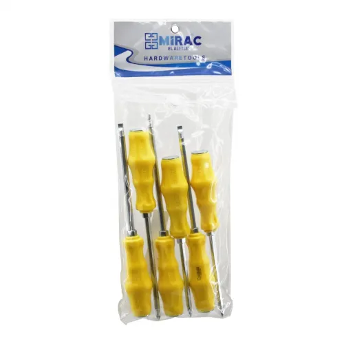 Mirac ( Pvc Ambalaj ) ( Kırmızı & Plastik Saplı ) ( Darbeli ) ( 6lı Set ) ( Çift Taraflı ) Tornavida Takımı*40