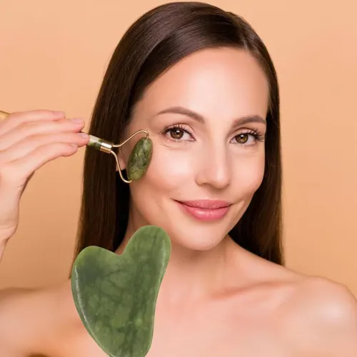 Yeşim Taşı (jade) Kalp Gua Sha Yüz Masaj Aleti