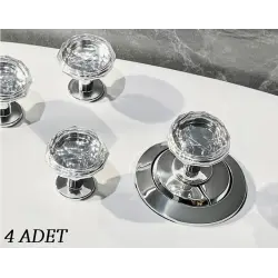 4 Adet Kristal Tasarımlı Çok Amaçlı Yapışkanlı Tutacak Buton