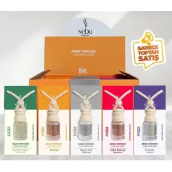 Sebu Fragrance Oto & Araç Kokusu (cam Şişe) (ipli Ahşap Kapak) (8ml) (çilek & Lavanta & B.gül & Sandal & Mango & Okyanus)*24x12