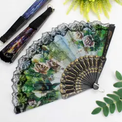 Çiçek Desenli Şık Serinletici Yelpaze 12li Paket