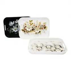 Harmony Time As-143-g Saray Çiçek Desen Plastik ( Dikdörtgen )tepsi ( 35x25cm )*24=k