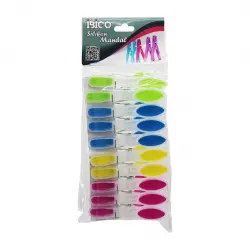 İbico İ21-038 ( 10pcs ) ( Renkli Silikon Ağız & Bas-aç ) ( Şeffaf Plastik ) Mandal*12x12