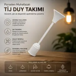 Vega ( Porselen ) ( E27 ) Muhafazalı ( Tij Duy ) Takımı*55x4