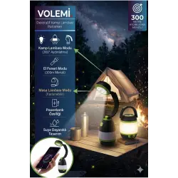 VOLEMİ Şarjlı Kamp Lambası Masa Lambası Uzun Menzilli Acil Durum Feneri V-068