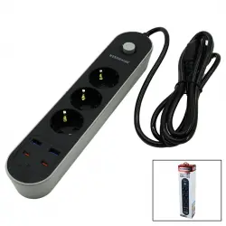 Wınboss-3426 Termal Akım Koruma ( 3x Priz ) ( 2x Usb ) ( 2x Type-c ) ( 2mt ) Uzatma Kablolu Grup Priz ( 10a & 2500w )*40
