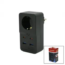 Wınboss-3438 Termal Akım Korumalı ( 1xpriz ) ( 2x Usb ) ( 2x Type-c ) Duvar Tipi Priz Siyah ( 10a & 2500w )*64
