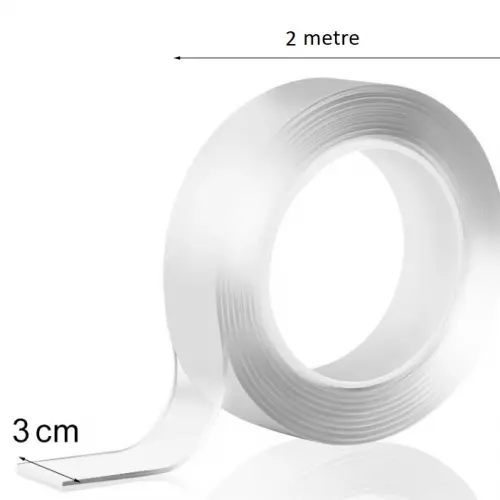 2 metre 2 cm Çift Taraflı Şeffaf Bant