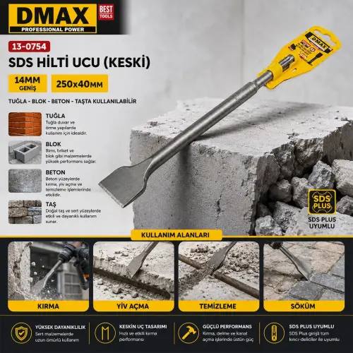 Berlin-sel ( 14mm ) Geniş Keski Sds Hilti Ucu 250x40mm*100