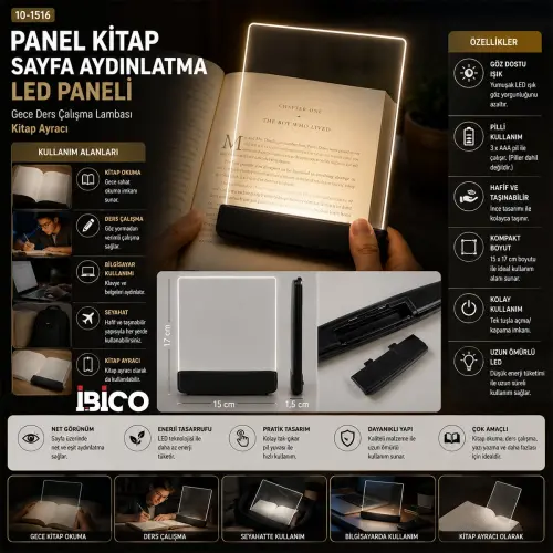 Egonex İbico İ10-027 Lıght Panel Kitap Sayfa Aydınlatma Led Paneli ( Kitap Okuma ) ( Pilli ) ( 15x17cm )*150