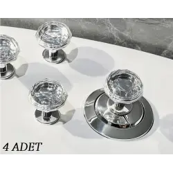 4 Adet Kristal Tasarımlı Çok Amaçlı Yapışkanlı Tutacak Buton