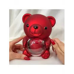 Sevimli Ayıcık Güllü Takı Kutusu Kırmızı