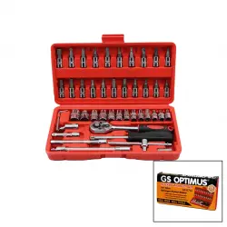 ALC SOCKET SET ( 46PCS ) LOKMA SETİ ( 1/4 BİT & 6GEN SOKET & CIRCIR KOLU & UZATMA-KAYDIRMA ÇUBUKLARI) (PLS.KUTULU)*30