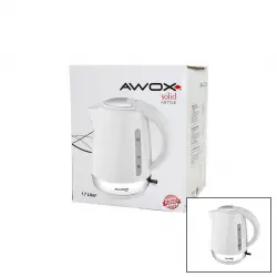 AWOX (BEYAZ) (SOLİD) KETTLE SU ISITICISI (1.7LT) (2000W) (SU GÖSTERGE) (360° GÖVDE=KROM KAPLI TABAN) (GİZLİ REZİSTANS)*12