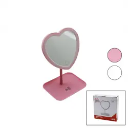 BELLA HOUSE K-0705 ( KALPLİ ) ( 7 ) ( LEDLİ & USB ŞARJLI ) MAKYAJ AYNASI ( 90°AYARLI ) ( TAKILIKLI AYAK )( RENKLİ PLS. )*60