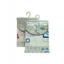 BİH SHOWER CURTAIN-616-617 T0812-06 ( ÇİF KANAT ) PVC BANYO PERDESİ ( 2 PCS X 90X180CM & 12 HALKALI )*144