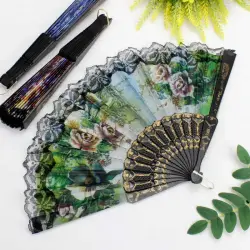 Çiçek Desenli Şık Serinletici Yelpaze 12li Paket