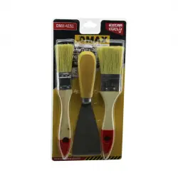 DMAX DMX-4151 REAL-ÖZS-1048 ( 3PCS ) BOYACI SETİ ( 1PCS SPATULA (50MM) & 2PCS KESTİRME FIRÇA (NO-1-1.5)*240