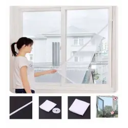 Egonex 75 X 125 Cm + 4 Mt Cırt Bant Kesilebilir Hazır Pencere Tül Sineklik Pratik Tak Çıkar