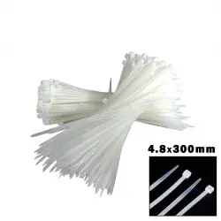 ELTAŞ ( BEYAZ ) ( 4.8X300MM ) PLASTİK CIRT KELEPÇE ( 100PCS )*150