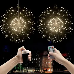 Fişli Asılı Havai Fişek Işıkları 120 LED Ampul Bakır Tel Şerit Işık