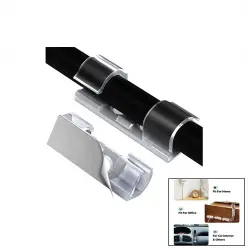 FT-CHINA FT-8018-3 BAYSA-010 (20PCS) KABLO TUTUCU KLİPS (YAPIŞKANLI) (BEYAZ PLASTİK & ŞEFFAF MİKA KRİSTAL)*25X12