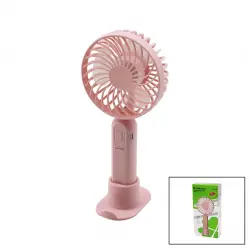 GOLD SİLVER GS-305 (USB ŞARJ) MİNİ EL FANI (ÇAP:10.2CM & Y:22.5CM) (SABİT BAŞLIK) (3KDM HIZ) (TELEFONLUKLU & ASKI HALKASI)*100