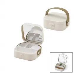 HOUSE BY HOUSE UR-3464 ( ÇANTA BOY ) ( 9X9CM & Y:3.7CM ) AYNALI MAKYAJ & TAKI ORGANİZER ( 4BÖLME & TAŞIMA KULP )*12X1