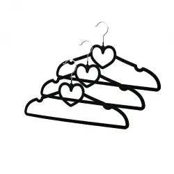 İBİCO DMR-8159 ( 3PCS ) ( SİYAH KADİFE KAPLI & KALPLİ ) PLASTİK ASKI ( METAL UÇLU )*80