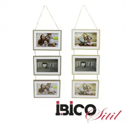 İBİCO İ12-039 ( 3LÜ & LÜX BAMBU & ÇİFT RENK ÇERÇEVE & İPLİ & AİLE FOTOLUK ) AHŞAP RESİM ÇERÇEVESİ ( 64 & 15X10CM )*24=K