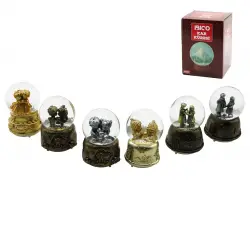 İBİCO İ12-078 ( ORTA BOY & 8CM ) ( PİLLİ & IŞIKLI ) ( MÜZİKLİ ) KAR KÜRESİ CAM ( ESKİTME İNSAN FİGÜRLÜ & DESEN MİX ) RENKLİ*36