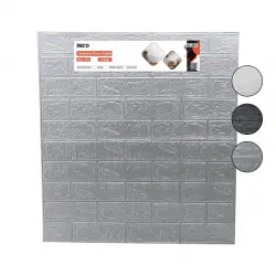 İBİCO İ13-084 ( 2PCS ) ( 70X77CM ) ( KABARTMA & KÖPÜK PANEL ) ( TUĞLA DESEN ) ( SİYAH & GRİ ) YAPIŞKANLI DUVAR KAĞIT*60=K