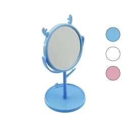 İBİCO İ15-028 NO-3006 ( 4 & 10.5CM ) (YUVARLAK & GEYİK BOYNUZLU) (PLASTİK) (MASA ÜSTÜ) MAKYAJ AYNASI (TAKI ASKILIKLI SAPLI)*24X10