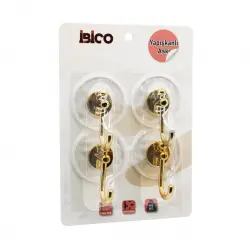 İBİCO İ17-016 ( 4PCS ) ( GOLD ) (KROM GÖRÜNÜM) PLASTİK ASKI ( YAPIŞKANLI MONTAJ=ŞEFFAF MİKA KRİSTAL PLAKA ) (6KG)*30X4