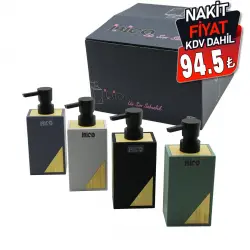 İBİCO İ21-056 ( DİKDÖRTGEN & DÜZ ) ( BAMBU & RENKLİ PLASTİK ) SIVI SABUNLUK ( 400ML )*12X4