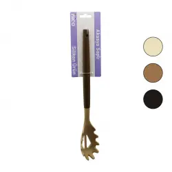 İBİCO İ22-019 ( RENKLİ SİLİKON ) ( AHŞAP AKASYA SAPLI ) MAKARNA & SALATA KAŞIK ( 30CM )*6X24