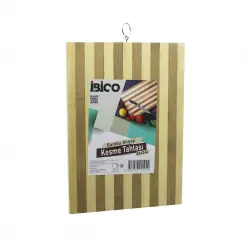 İBİCO İ22-190 ( 24 X 34 X 1.4CM )( BEYAZ ÇİZGİLİ ) AHŞAP BAMBU KESİM PANOSU & KESME TAHTASI ( METAL KULPLU )*30