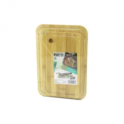 İBİCO İ22-197 (2PCS SET)(OVAL KENARLI & YUVARLAK DELİKLİ )AHŞAP BAMBU KESİM PANOSU & KESME TAHTASI (18X28X1CM--22X32X1CM)*24