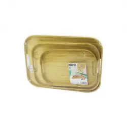 İBİCO İ22-271 ( DİKDÖRTGEN & 3 BOY ) BAMBU AHŞAP TEPSİ SETİ ( 22X33--28X40--33X45CM )*12