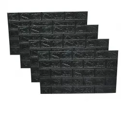 İBİCO ( KABARTMA & KÖPÜK PANEL ) ( SİYAH & TUĞLA DESEN ) YAPIŞKANLI DUVAR KAĞIT ( 70X38CM )*5X50