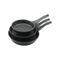 KRT-1040 ( 3PCS ) DÖKÜM TAVA SETİ ( 20-24-28CM ) ( KABARTMA PİRAMİT DESENLİ BAKALİT SAP=18.2CM ) ( POŞETLİ AMBALAJ )*10