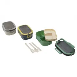 MEYSA HOME M&L-3026 LUNCH ( TEK KATLI ) BESLENME KUTUSU (RENKLİ PLASTİK) (2X3 BÖLMELİ-1AD.KAŞIK-1AD.ÇATAL-1AD.BIÇAK)*24=K