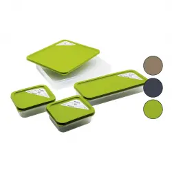 MUGİSS M-8 (4PCS SET) ALFA SAKLAMA KABI ŞEFFAF PLS.& RENKLİ KAPAK  (2AD=500ML& 1AD=1.2LT& 1AD=2.6LT)*10=K