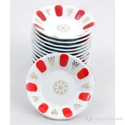 ÖDF ÖZDENFA DF-026 ( KIRMIZI & BEYAZ ) ( PORSELEN ) ÇAY TABAK*12X16