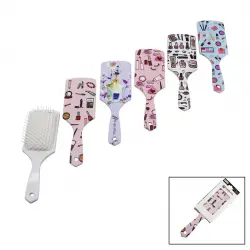 PABLITO HOME PBT-086 SAÇ FIRÇASI & TARAK ( PLASTİK RENKLİ DESENLİ SAP & BEYAZ FIRÇA KILLARI )*120