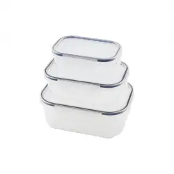 QLUX L-00879-2 ( 3PCS ) QUİCK SIZDIRMAZ SAKLAMA KABI SETİ (ŞEFFAF KAP & BUĞULU-CONTALI KAPAK) ( 500-1000-1700ML)*16