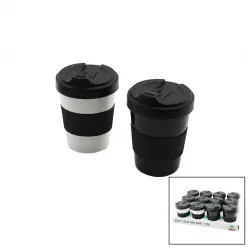 QLUX L-00986 ( NO-2 ) ( 500ML ) COZY KAHVE BARDAK ( PLASTİK ) ( YUDUMLAMA AĞIZLIKLI KAPAK ) ( SİLİKON KAPLAMA GÖBEK )*24=K