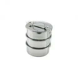 SADA GÜNEŞ ÇELİK NO-18CM ( 3LÜ ) ( METAL ) SEFER TASI ( DERİNLİK : 6.5CM ) ( TAŞIMA KULP=BAĞLAMA KANCALI )*20