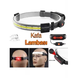 Şarjlı Kafa Lambası Bisiklet Reflektörü Ledli Kamp Kafa Feneri El Feneri 3 Modlu