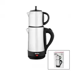 SİNBO STM-5847 ( 2İN1= ÇAYCI & KETTLE ) ( ÇELİK ) ELEKTRİKLİ ÇAYCI SETİ & ÇAY MAKİNESİ (1.7LT+0.7LT) (360° GÖVDE)*6